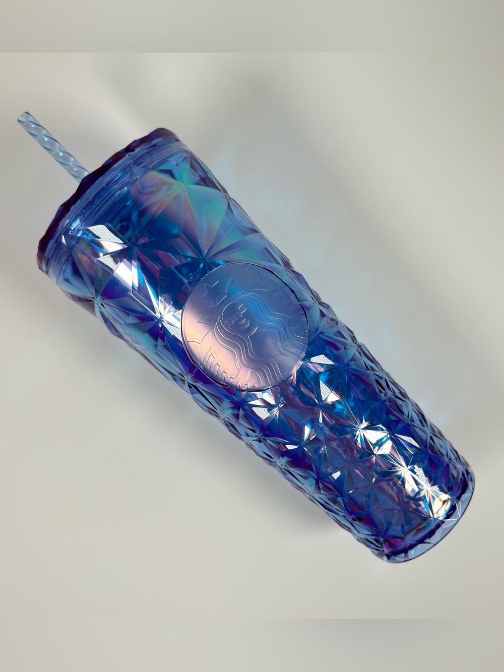 Starbucks Royal Blue Iridescent Diamond Prism Cold Cup Venti Tumbler 24 oz NWT